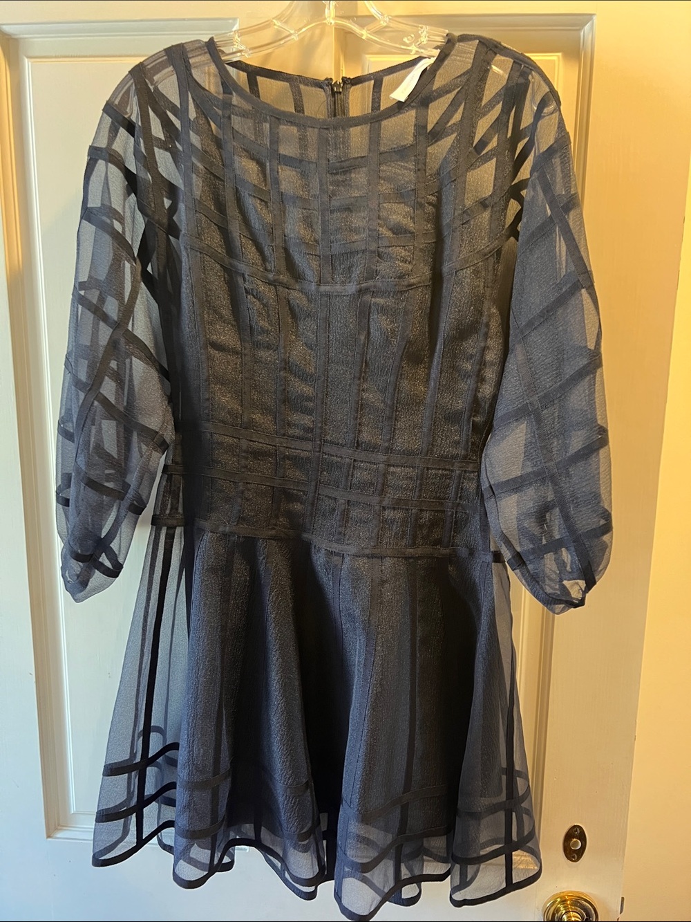Jonathan Simkhai Navy Sheer Overlay Fit & Flare Mini Dress